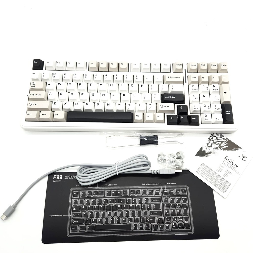 AULA F99 Wireless Mechanical Keyboard Tri-Mode BT 2.4G Hot-Swap RGB Black - Picture 5 of 9